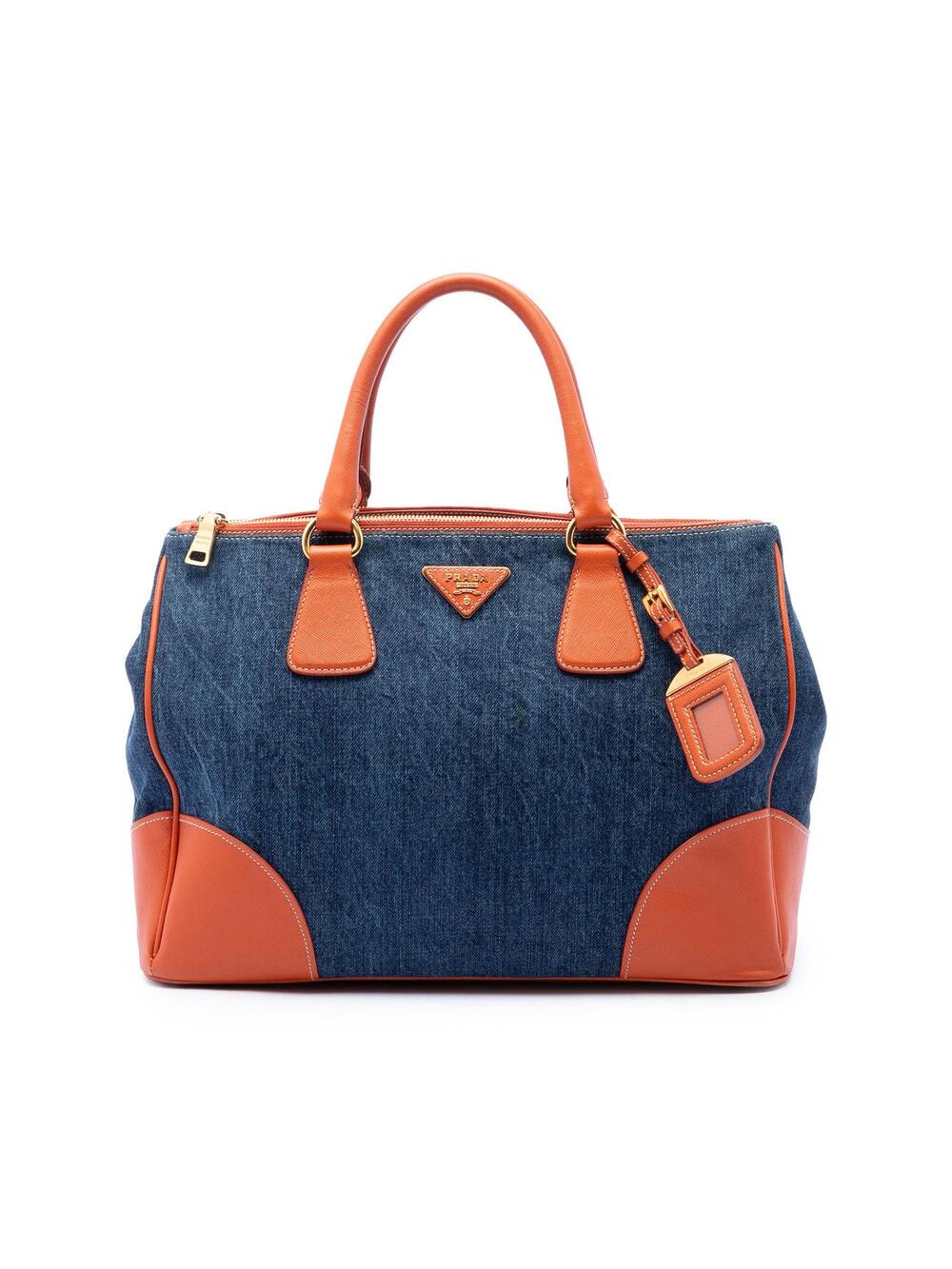 Prada Saffiano Trimmed Denim Handbag #360375P75B